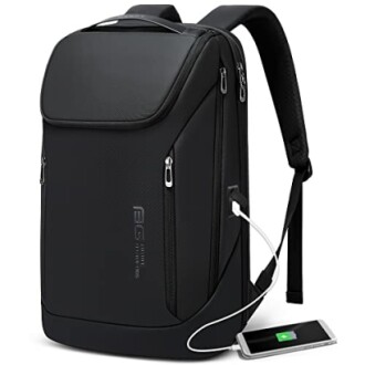 Sac à dos noir avec port USB et téléphone connecté