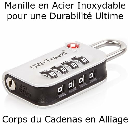 Cadenas à combinaison avec manille en acier inoxydable