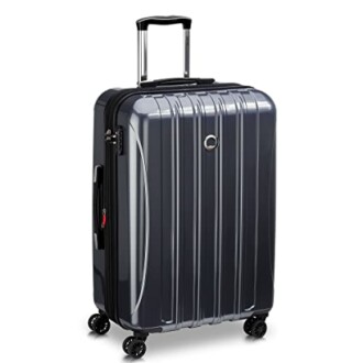 Valise rigide grise avec roulettes